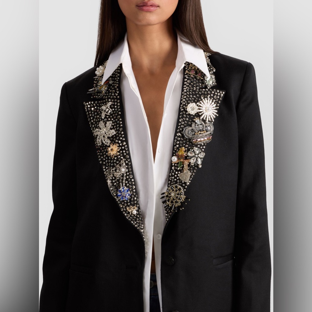 Alice Olivia ELNA EMBELLISHED BLAZER $1295 New - Picture 6 of 12